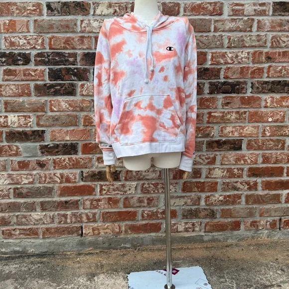 Champion orange tiedyed hoodie sweatshirt / L / Excellent condition - Picture 7 of 13